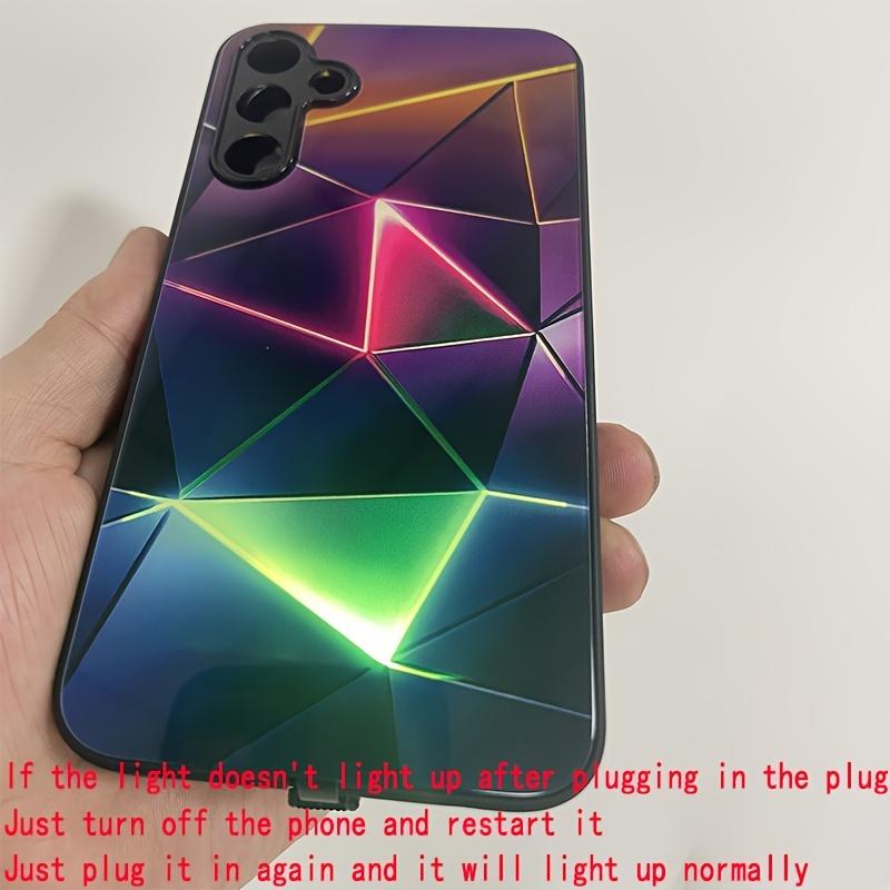 Colorful Diamond-shaped Colorful Smart Voice-controlled Flashing Mobile Phone Case, Suitable For IPhone 15 Pro Max/14 Pro Max/11/12 Pro Max/13 Pro Max, For Samsung S24 Ultra/S23 Ultra/S22 Ultra/S21 Ultra/S20 Ultra