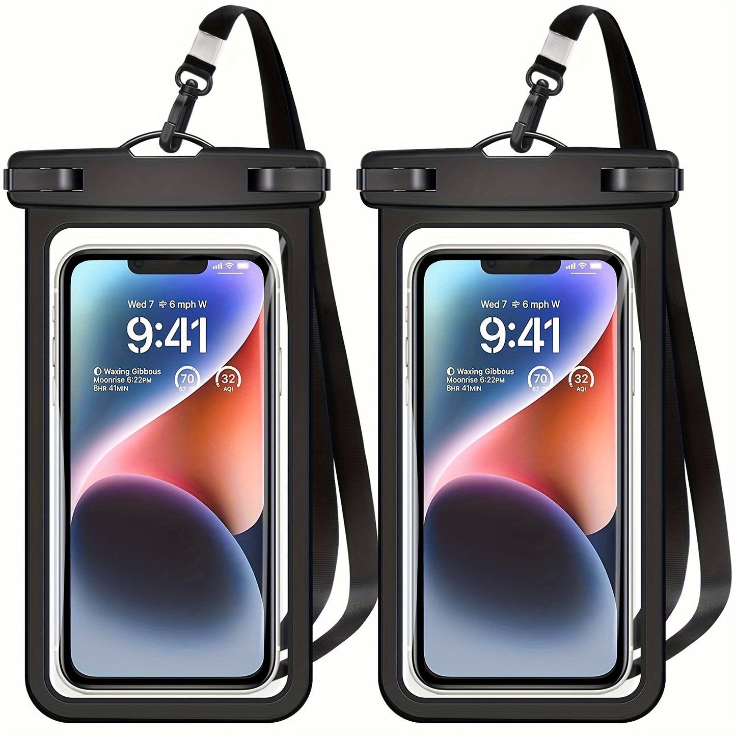 2 Pieces Universal Waterproof Phone Pouch - Waterproof Case For IPhone 14 13 12 11 Pro Max XS Plus Galaxy Cellphone Up To 7.0" Waterproof Cellphone Dry Bag Beach Vacation Essentials