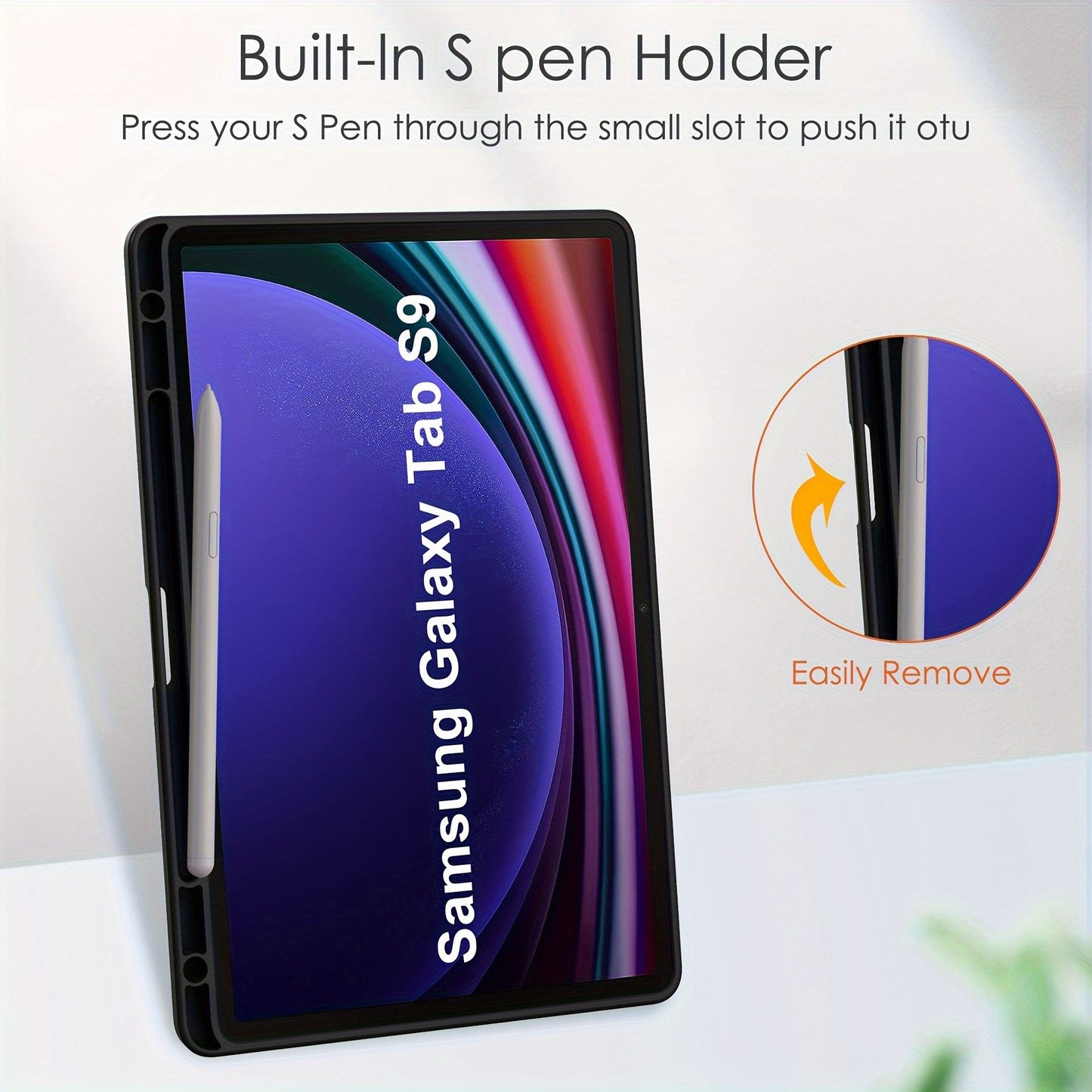 2023 New For Samsung GalaxyTab S9 Tablet Protective Case S9FE Transparent 11-inch Three-fold Acrylic Anti-bending Tablet Case With Pen Slot