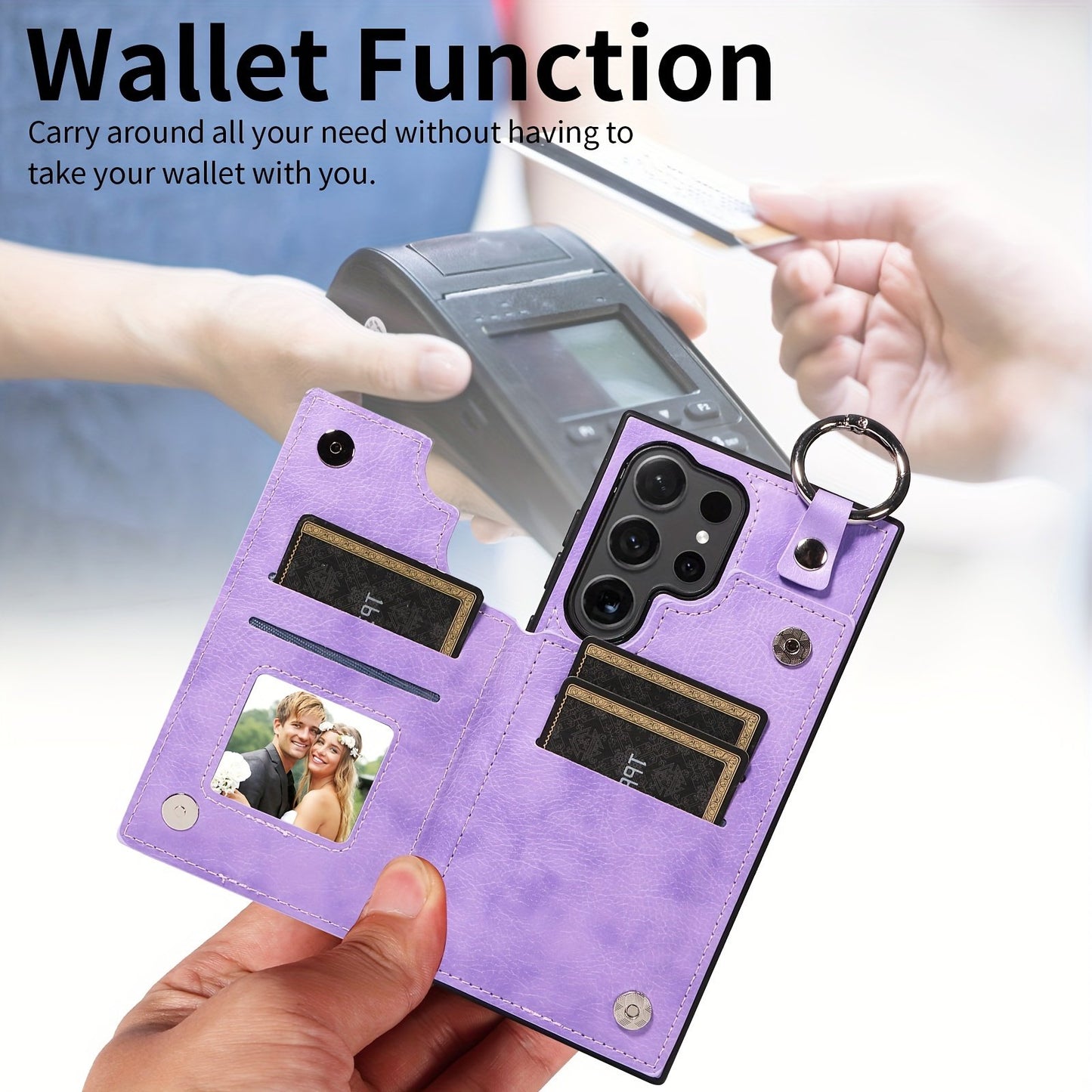 Fashion Wallet Faux Leather Phone Case For Samsung Galaxy S24 S23 S22 Ultra S24 S23 S22 Plus S21 FE S23 FE With Ring Magnetic Double Buckle Flip Credit Card Holder Shockproof Protect Cover