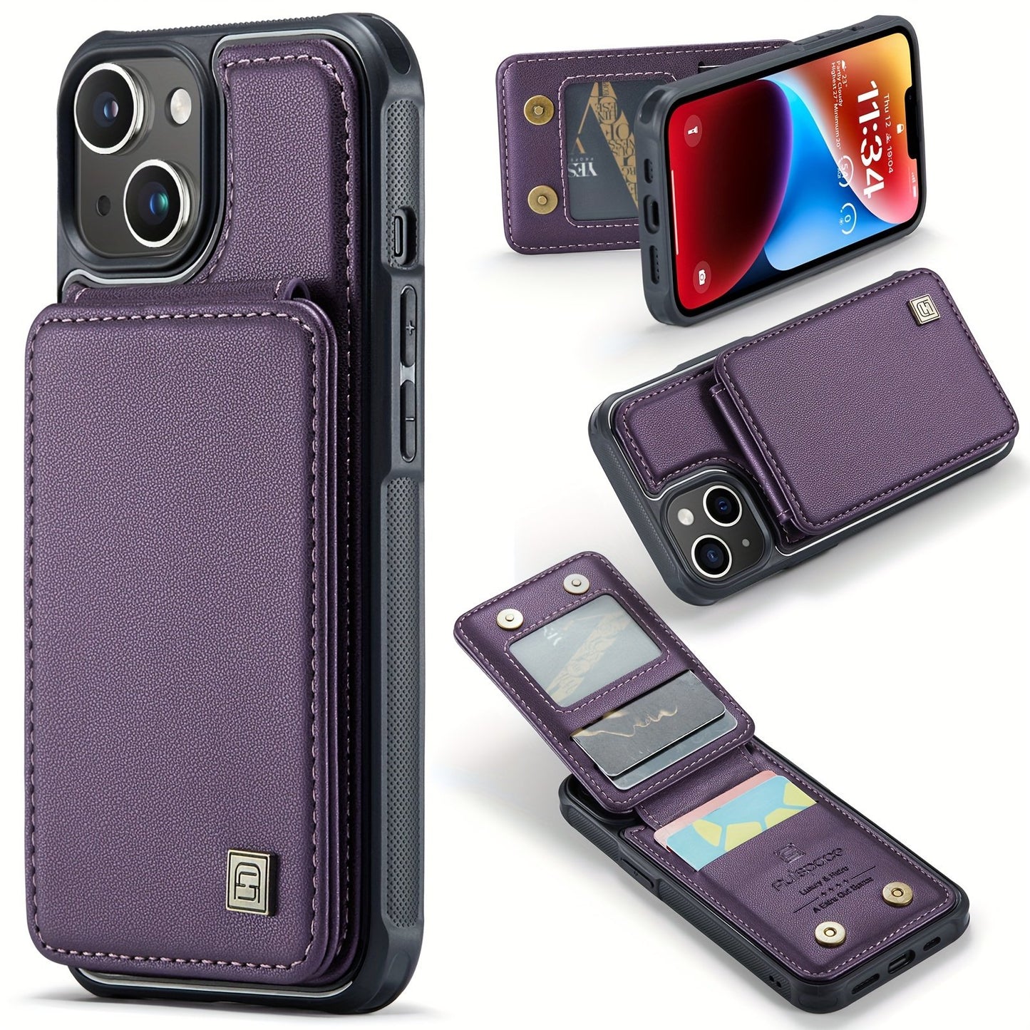 Multifunctional Card Holder And Mobile Phone Case For IPhone 14promax Card Wallet Apple 12mini Adds Anti-theft Compartment IPhone11pro Can Absorb Car Bracket Couple Mobile Phone Case Case