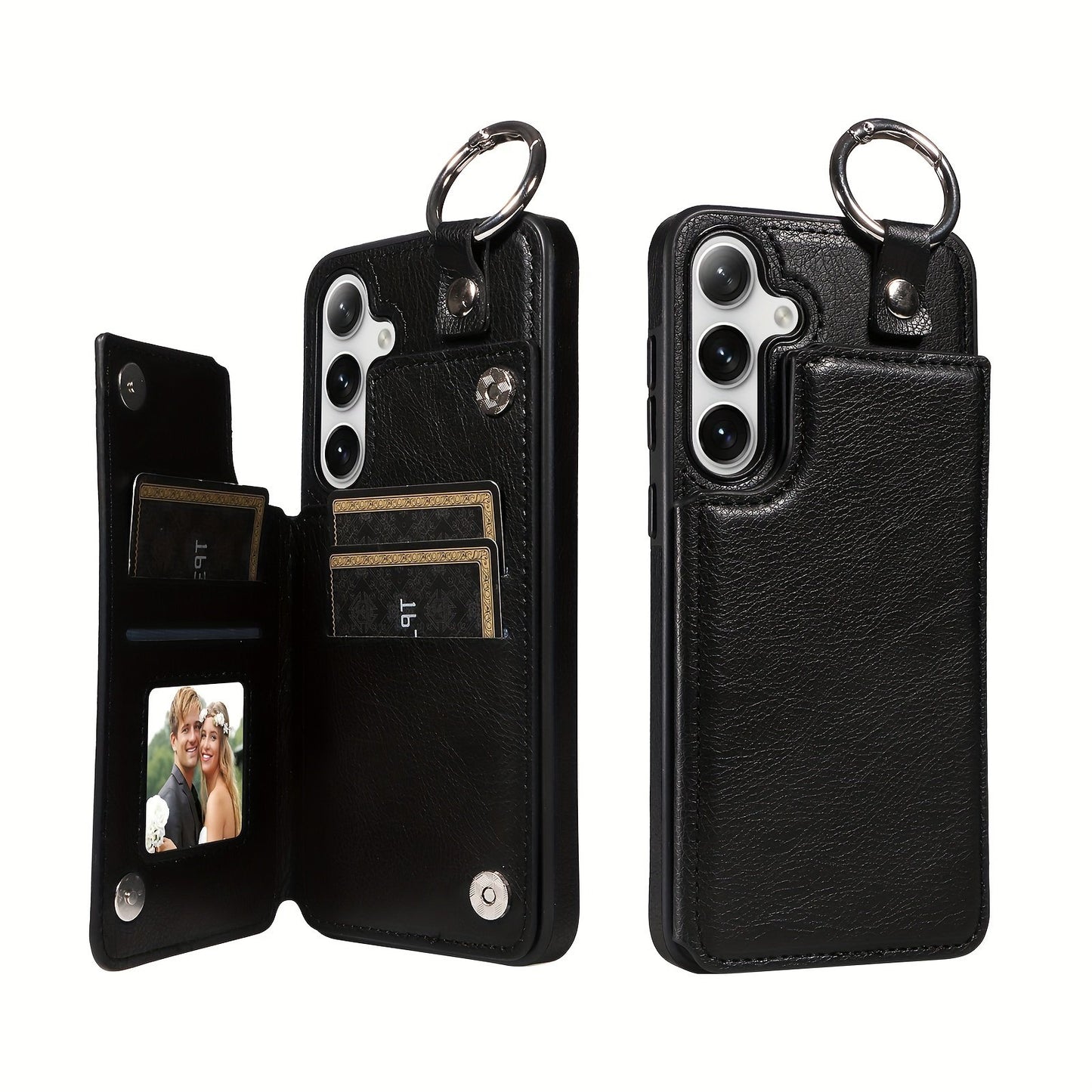 Fashion Wallet Faux Leather Phone Case For Samsung Galaxy S24 S23 S22 Ultra S24 S23 S22 Plus S21 FE S23 FE With Ring Magnetic Double Buckle Flip Credit Card Holder Shockproof Protect Cover