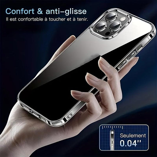 5 in 1 Clear Case for iPhone 11/11 Pro/11 Pro Max/12/12 Pro/12 Pro Max/13/13 Pro/13 Pro Max/14/14 Pro/14 Plus/14 Plus/14 Pro Max/15/15 Pro/15 Plus/15 Pro Max Case with 2X Tempered Glass Screen Protector + 2X Camera Lens Protector, Military Grade case