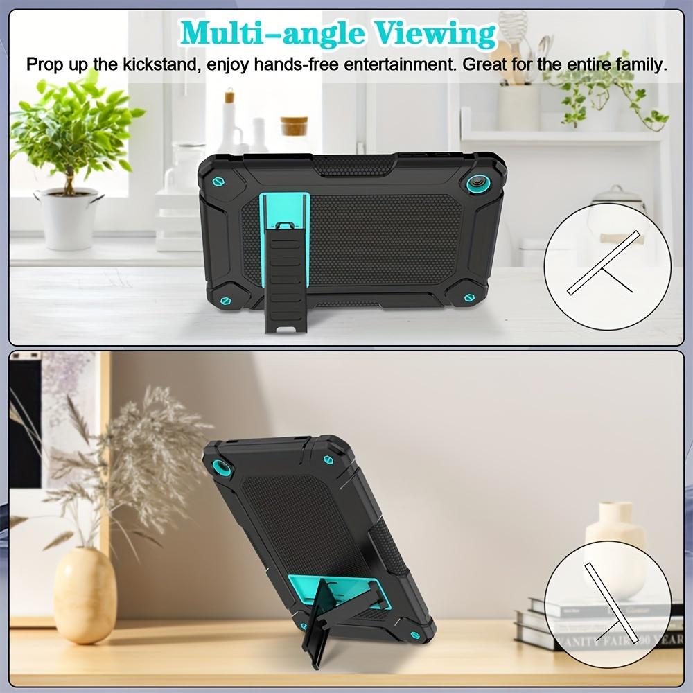 Shockproof Rugged Protective Cover Case for Samsung Galaxy Tab A9+/ A9 Plus 2023 Release 11 Inch (Model SM-X210/X216/X218) with Kickstand, Black and Turquoise