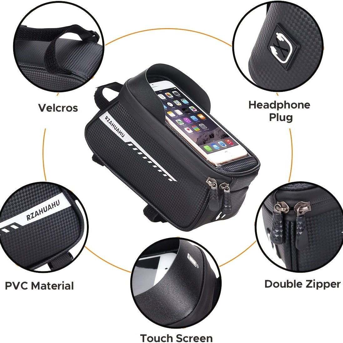 Waterproof Bike Front Frame Bag with Phone Holder - Convenient Cycling Storage Accessory
