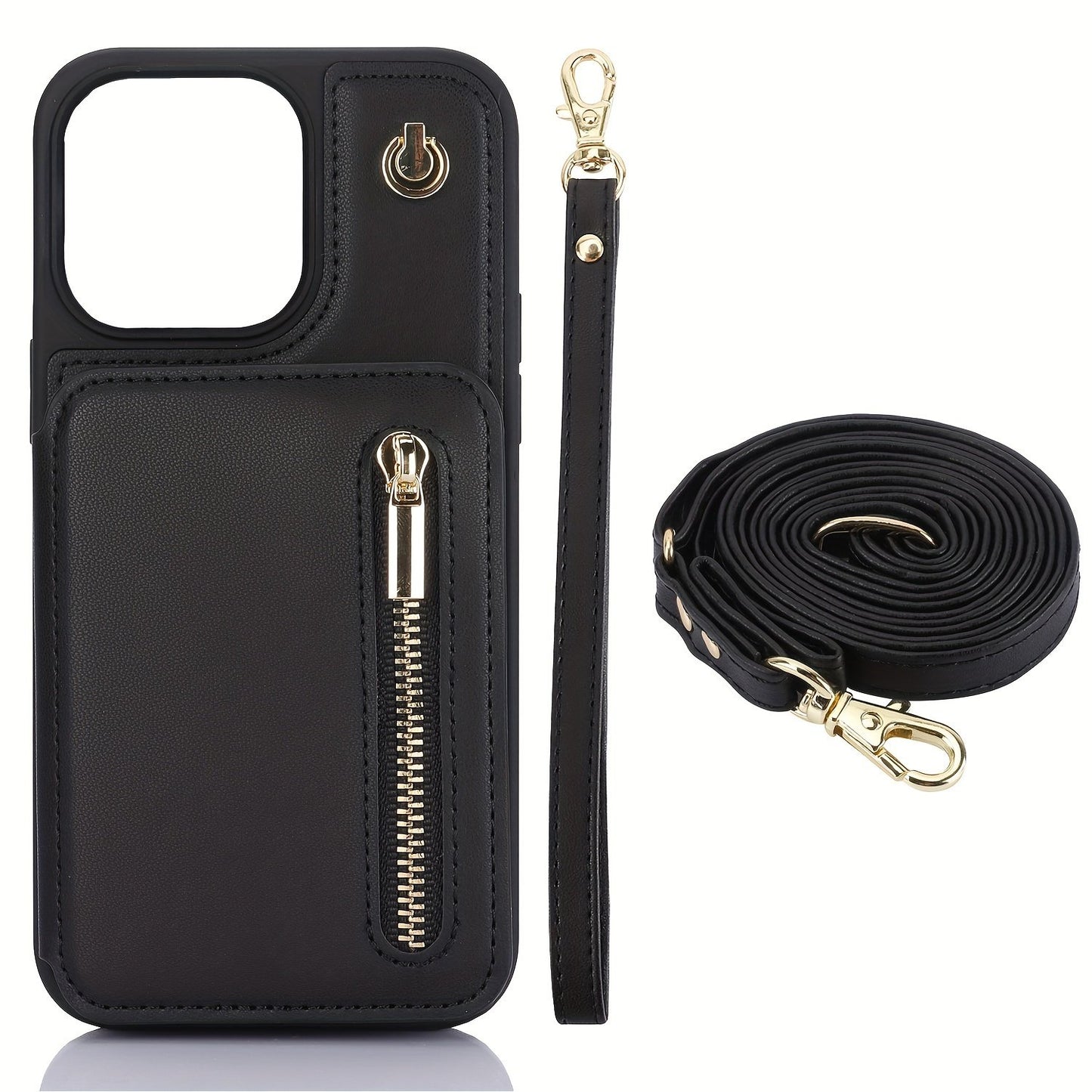 Crossbody PU Leather Back Case For IPhone 15 14 13 12 11 Pro X XS Max XR 8 7 Plus Ultra SE SE2 SE3 5G 2022 2020 Zipper Lanyard Wallet Card Slot Magnetic Stand Phone Cover