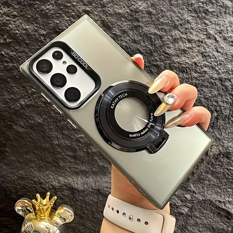 This Innovative Design Soft Border Phone Case With Laser Double-Layer Colorful Silver Magnetic Suction Ring And Circular Folding Bracket Is Suitable For Samsung Phones SAMSUNG Galaxy S24 S23 S22 Plus + Note 20 Ultra Note20 S 24 Plus Ultra.