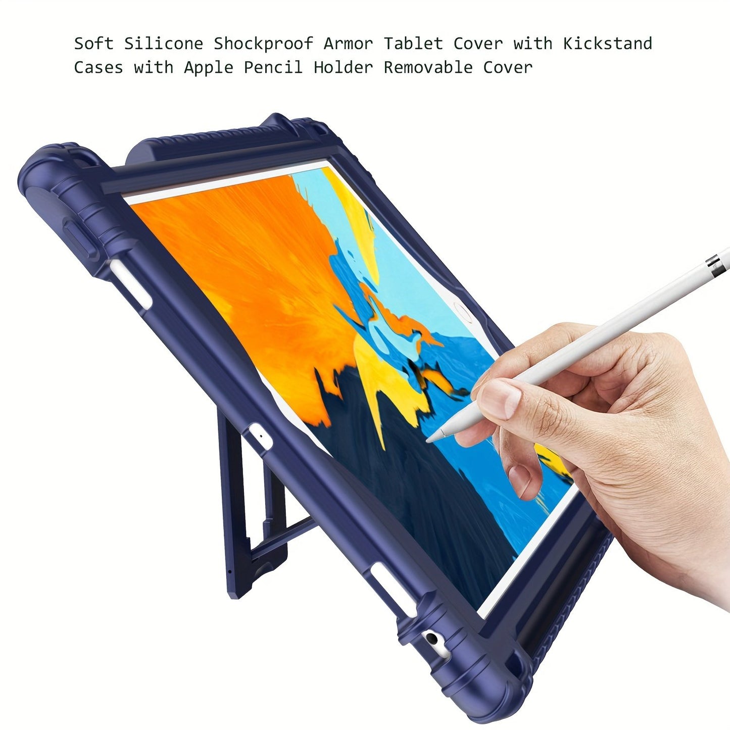 Protective Tablet Case With Pen Slot And Adjustable Stand For IPad 9.7 Inches, Equipped With Shoulder Strap.Made Of Soft Silicone Material For Anti-slip And Shockproof Protection.Heavy-duty Protection Suitable For IPad 6th/5th Generation 9.7