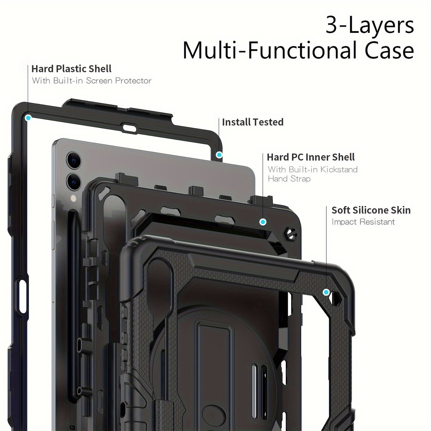 Heavy Duty Case For Samsung Galaxy Tab S9Ultra 14.6in S9FE Plus 12.4in S9Plus 12.4in S9 11in S9FE 10.9in S8Ultra 14.6in S8Plus 12.4in S811in S7Plus 12.4in S7FE 12.4in S7 11in S6Lite 10.4in A9Plus 11in A9 8.7in A8 10.5in A7Lite 8.7in