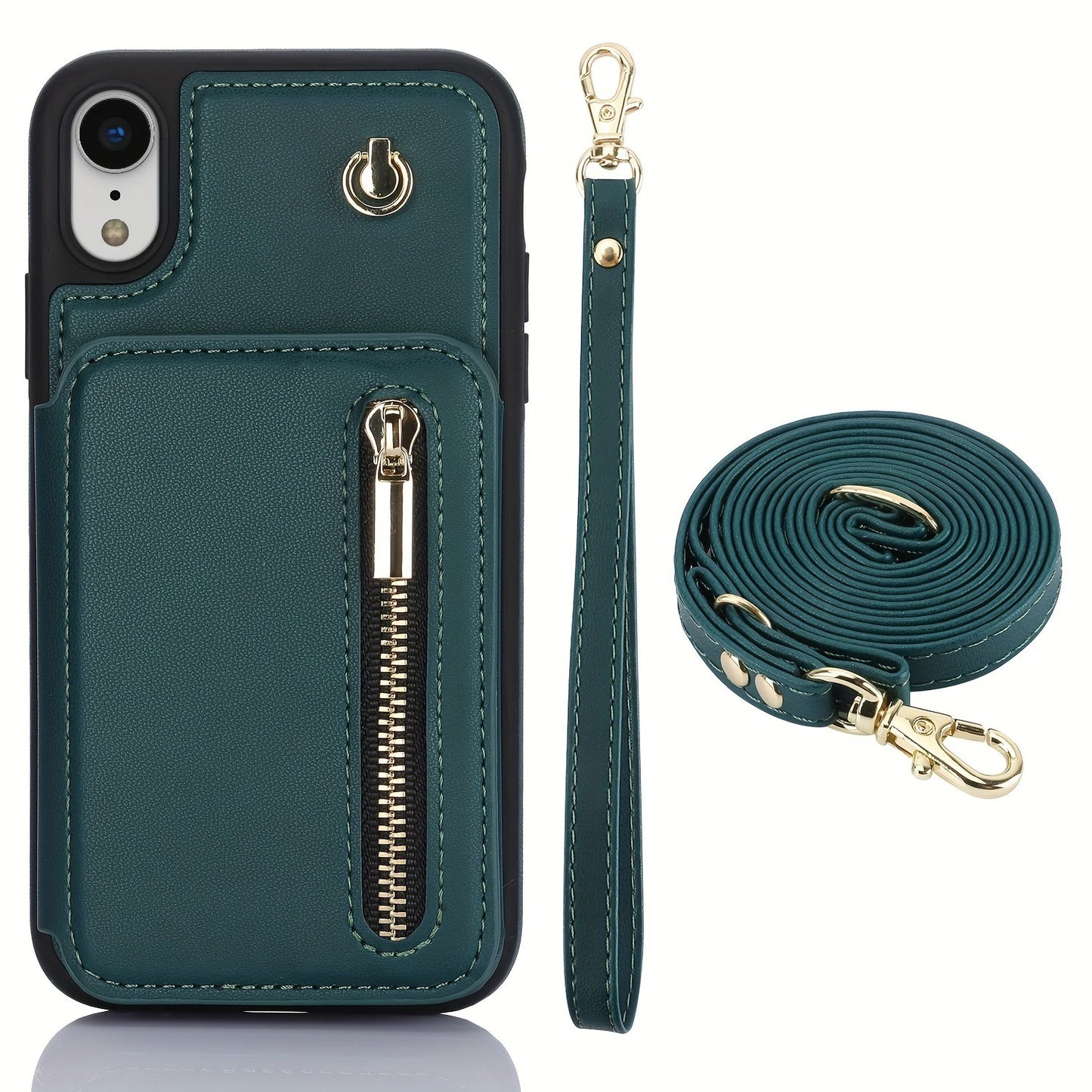 Crossbody PU Leather Back Case For IPhone 15 14 13 12 11 Pro X XS Max XR 8 7 Plus Ultra SE SE2 SE3 5G 2022 2020 Zipper Lanyard Wallet Card Slot Magnetic Stand Phone Cover