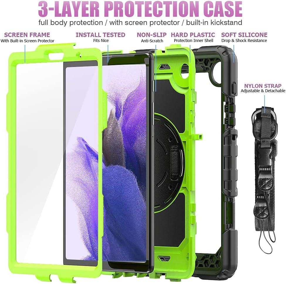 Samsung Galaxy Tab A7 Lite Case 8.7 inch 2021(SM-T220/T225/T227), with Screen Protector Pencil Holder Kids Shockproof Silicone Cover 360 Stand Hand Strap for Galaxy Tablet A7 lite,Purple