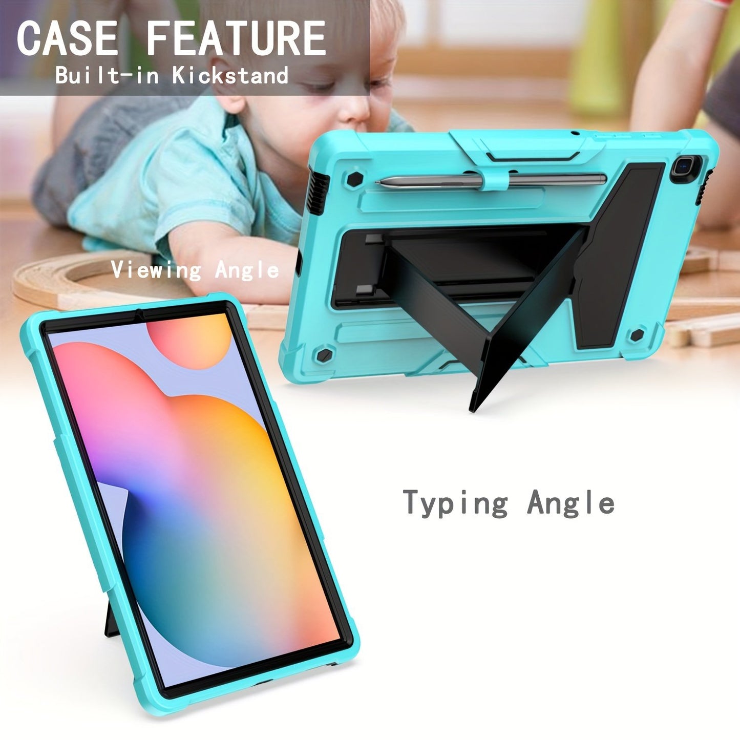 Heavy Duty Case For Samsung Galaxy Tab S6 Lite Case With Kickstand Pen Holder 10.4 Inch 2022/2020 Model (SM-P610/P613/P615/P619