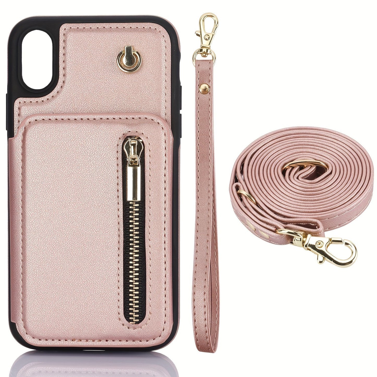 Crossbody PU Leather Back Case For IPhone 15 14 13 12 11 Pro X XS Max XR 8 7 Plus Ultra SE SE2 SE3 5G 2022 2020 Zipper Lanyard Wallet Card Slot Magnetic Stand Phone Cover