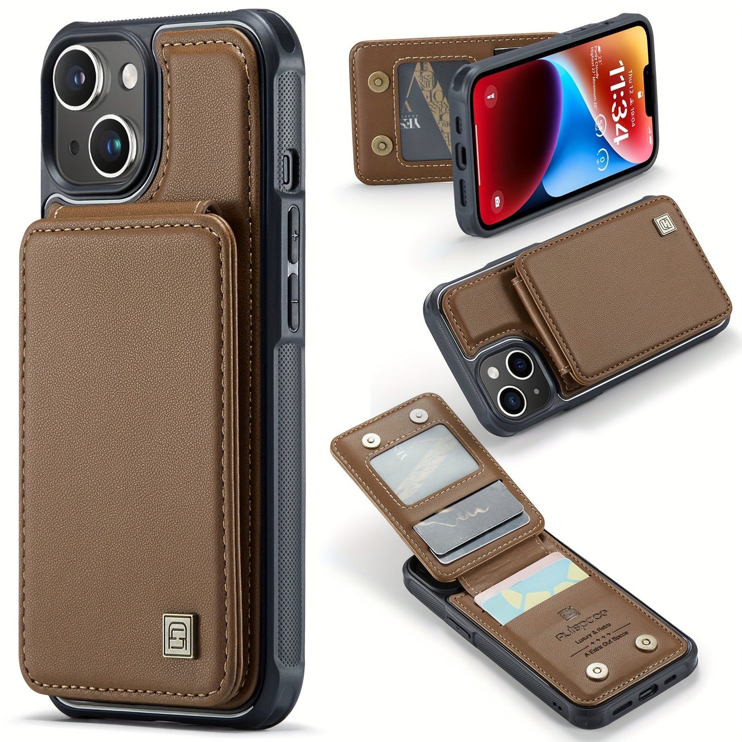 Multifunctional Card Holder And Mobile Phone Case For IPhone 14promax Card Wallet Apple 12mini Adds Anti-theft Compartment IPhone11pro Can Absorb Car Bracket Couple Mobile Phone Case Case