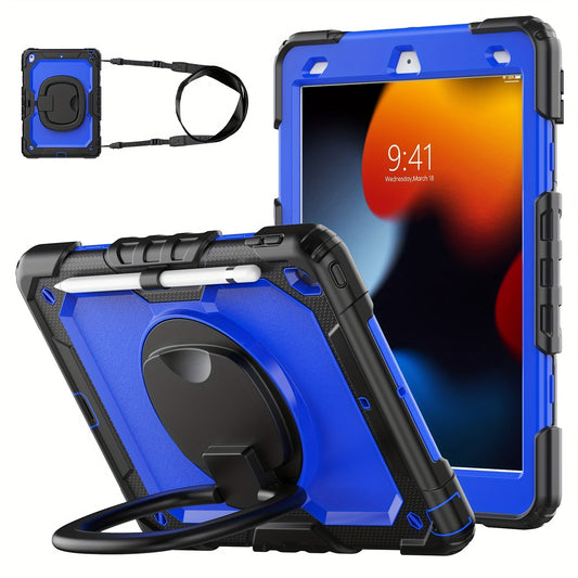 Case For IPad 5th/6th/7th/8th/9th/10th Generation Case Mini 6 For IPad Pro 11 For IPad 10.2 For IPad 10.9, Heavy Duty Shockproof Protective Case. No Screen Protector, With Stand, Hand/Shoulder Strap And Pen Holder, Dark Blue
