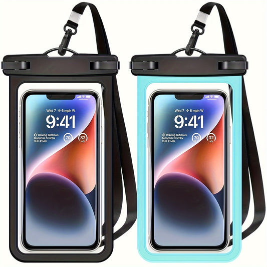 2 Pieces Universal Waterproof Phone Pouch - Waterproof Case For IPhone 14 13 12 11 Pro Max XS Plus Galaxy Cellphone Up To 7.0" Waterproof Cellphone Dry Bag Beach Vacation Essentials