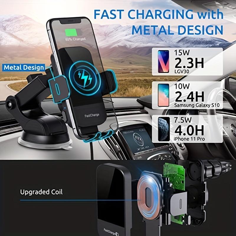 Wireless Car Charger, 15W Fast Charging Auto Clamping Car Charger Phone Mount Phone Holder Fit For IPhone 14 13 12 11 Pro Max Xs, For Samsung Galaxy S23 Ultra S22 S21 S20, S10+ S9+ Note 9, Etc