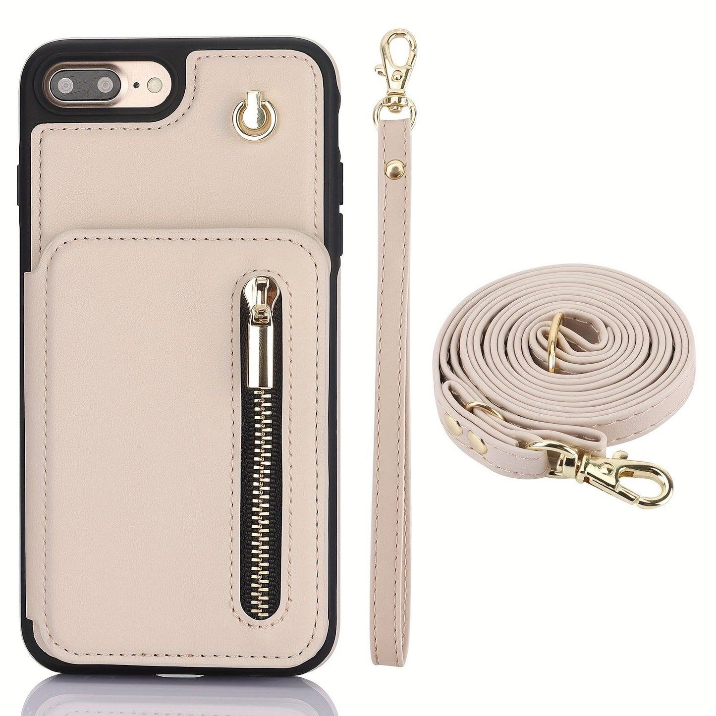 Crossbody PU Leather Back Case For IPhone 15 14 13 12 11 Pro X XS Max XR 8 7 Plus Ultra SE SE2 SE3 5G 2022 2020 Zipper Lanyard Wallet Card Slot Magnetic Stand Phone Cover