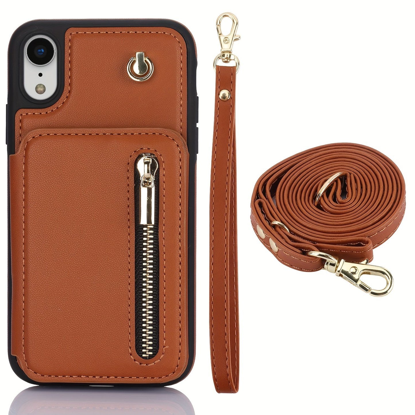 Crossbody PU Leather Back Case For IPhone 15 14 13 12 11 Pro X XS Max XR 8 7 Plus Ultra SE SE2 SE3 5G 2022 2020 Zipper Lanyard Wallet Card Slot Magnetic Stand Phone Cover