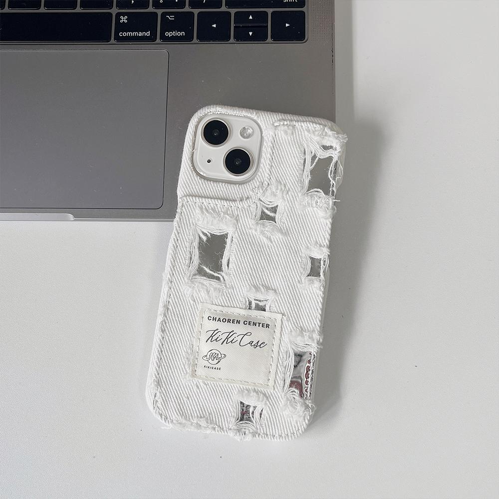 Same style as celebrities Compatible with For iPhone Case Denim Hole Fabric Silicone Camera Protection Soft Shockproof Case