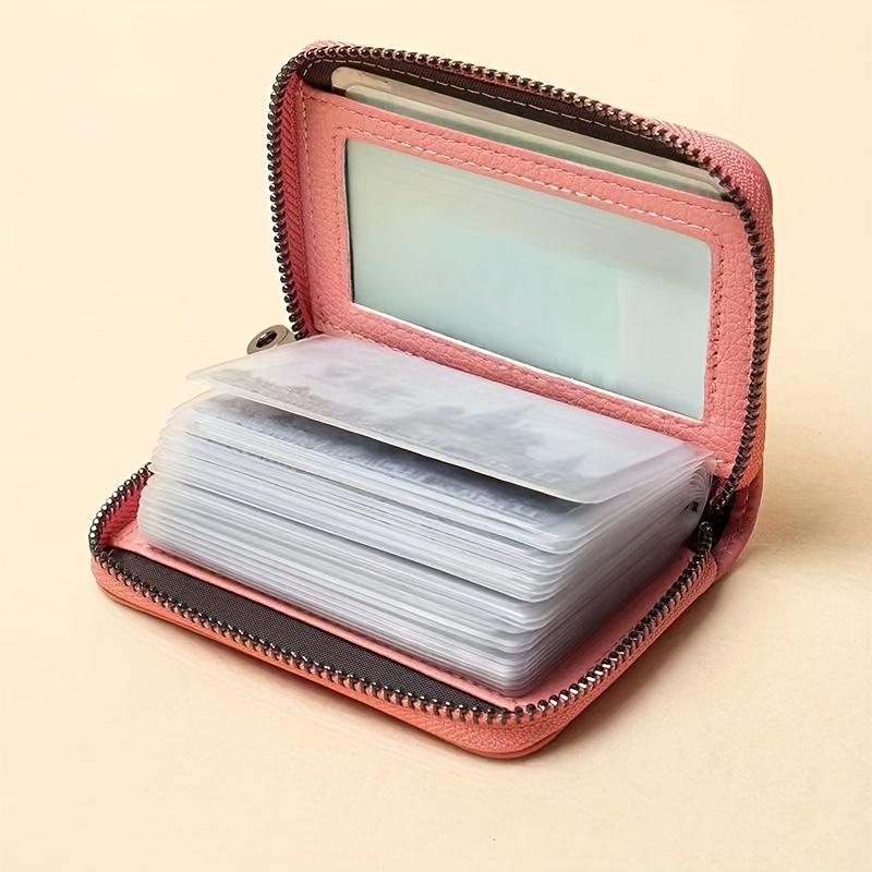 1pc Men's PU Leather 22 Card Slots Wallet, RFID Blocking Large Capacity Business Credit Card Holder, Change Organizer Zipper Mini Purse Card Case