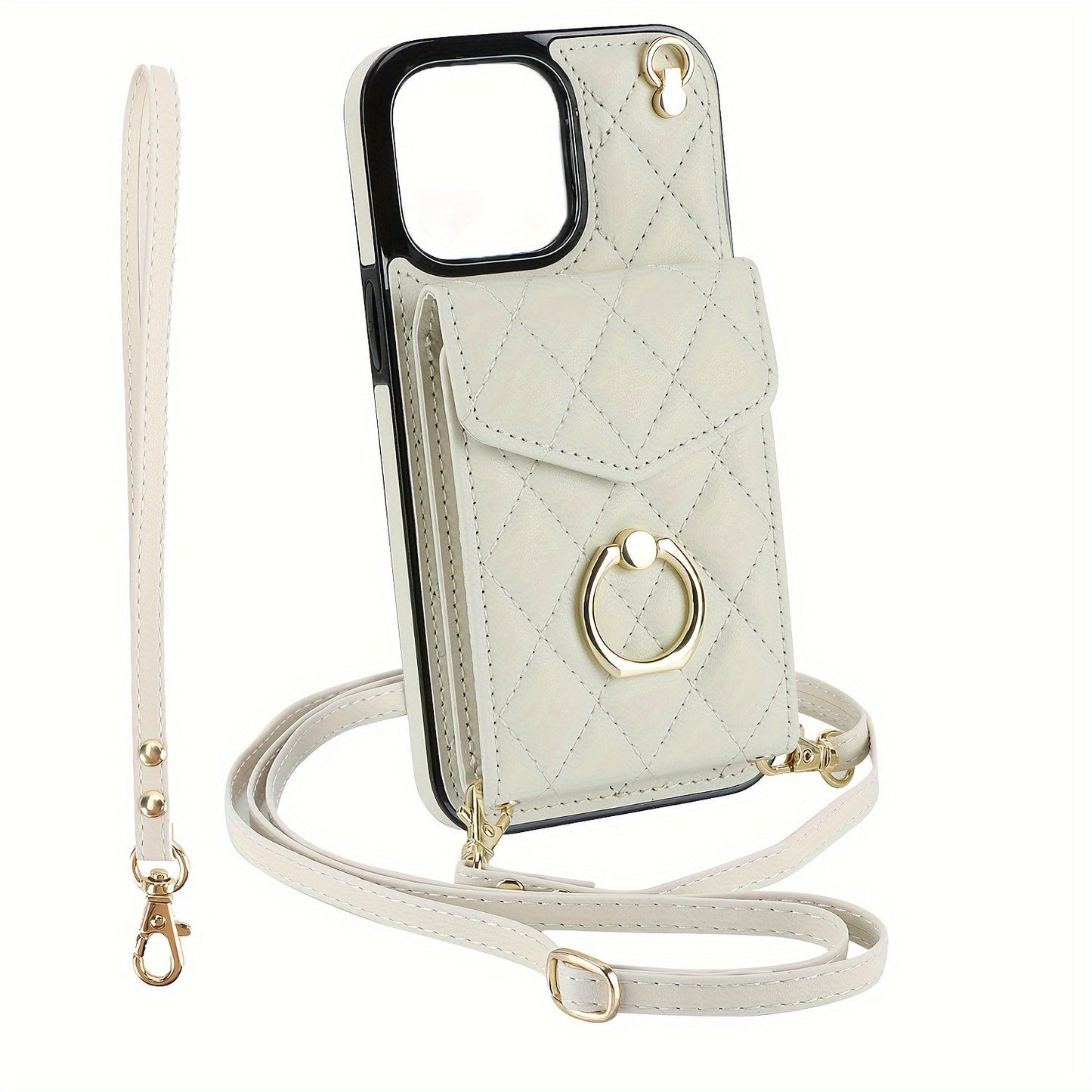 FANSONG Fashion Crossbody Bag Faux Leather Phone Case For iPhone 15 Plus 15/14/13 Pro Max Protect Case With Holder Long Lanyard Ring Wallet Card Slots Shockproof Protect Cover