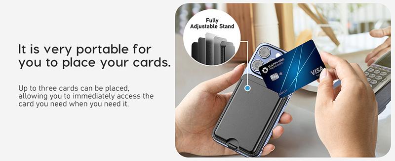 Vegan Leather Phone Wallet Stand Magnetic Card Wallet Organizer Card Holder Secure Design for iPhone mobile magnetic card holder