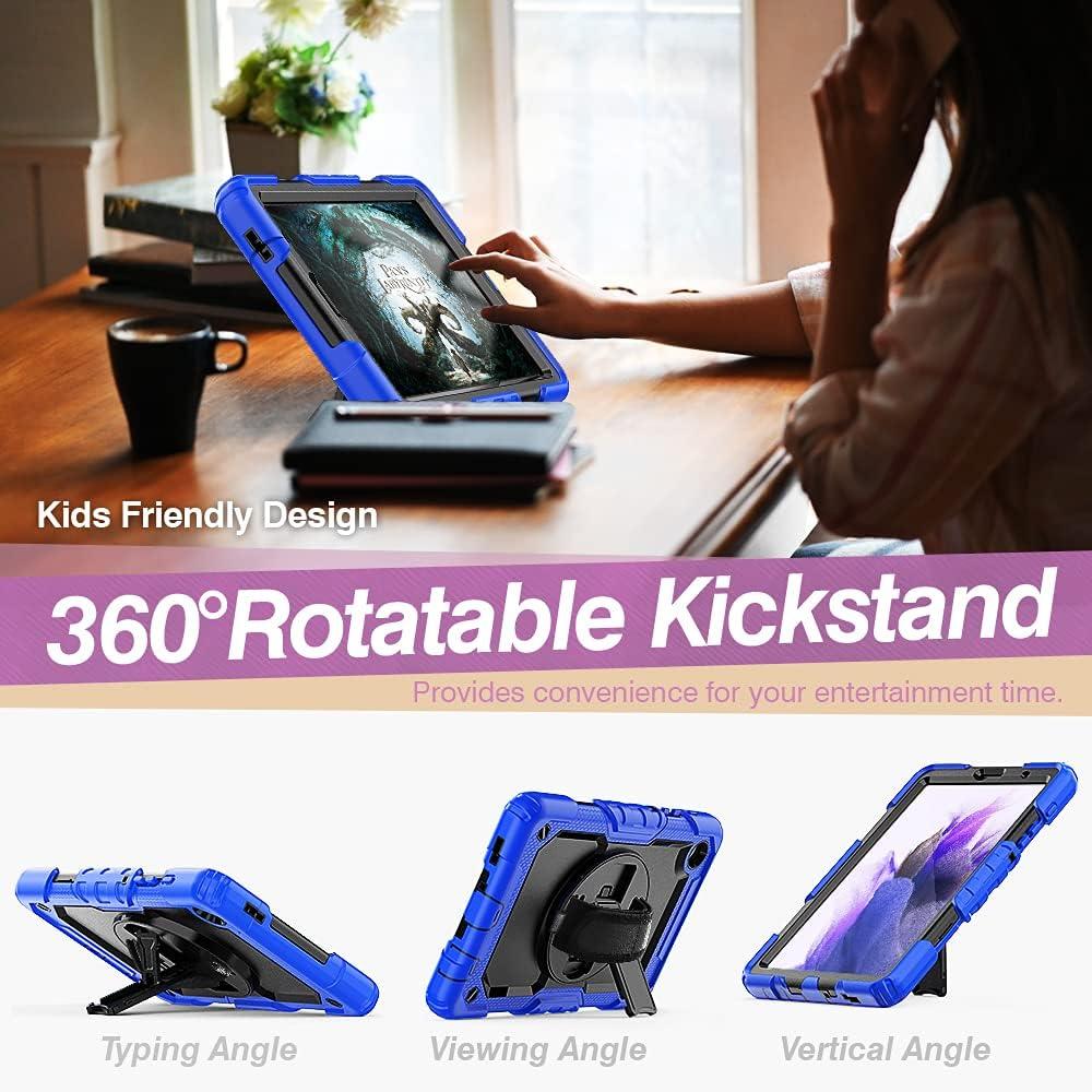 Samsung Galaxy Tab A7 Lite Case 8.7 inch 2021(SM-T220/T225/T227), with Screen Protector Pencil Holder Kids Shockproof Silicone Cover 360 Stand Hand Strap for Galaxy Tablet A7 lite,Purple