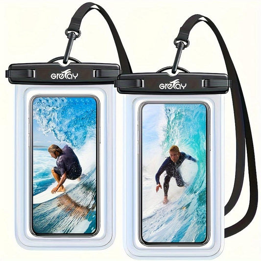 2pcs Waterproof Mobile Phone Case, Underwater Phone Pouch Cover - Easy Lock & Heavy Duty Dustproof Dry Bag, Compatible For 4-7 Inch IPhone 15 14 13 12 11 Pro Max/ Galaxy S22 Ultra S21 S20 A12 And Other Smartphones (Transparent)