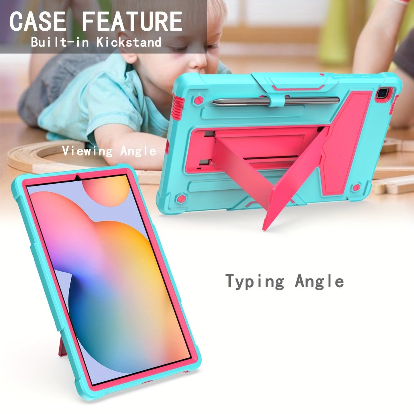 Heavy Duty Case For Samsung Galaxy Tab S6 Lite Case With Kickstand Pen Holder 10.4 Inch 2022/2020 Model (SM-P610/P613/P615/P619