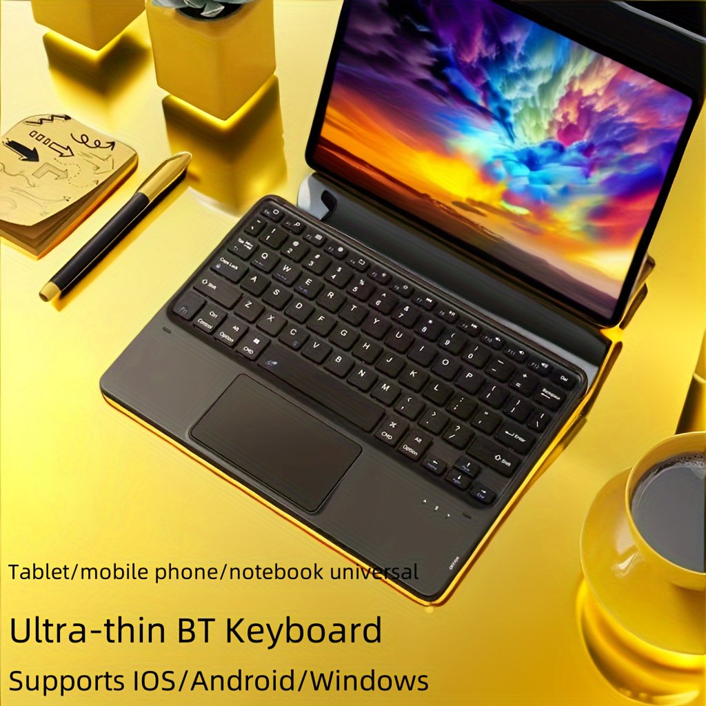 Wireless Keyboard, 10 Inches, Mini Keyboard With Touchpad, Ultra-thin Silent Multi-device, Supports Three Systems, Suitable For IPad IPhone Mobile Phones Tablet Computers Laptops Android IOS Windows System Devices