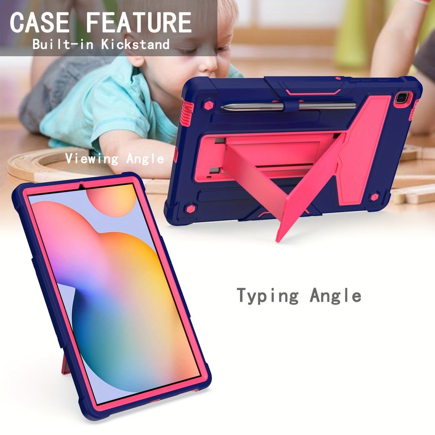 Heavy Duty Case For Samsung Galaxy Tab S6 Lite Case With Kickstand Pen Holder 10.4 Inch 2022/2020 Model (SM-P610/P613/P615/P619