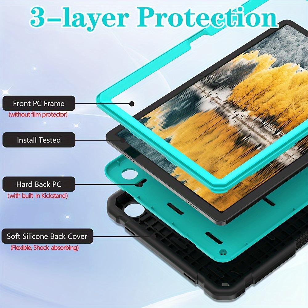 Shockproof Rugged Protective Cover Case for Samsung Galaxy Tab A9+/ A9 Plus 2023 Release 11 Inch (Model SM-X210/X216/X218) with Kickstand, Black and Turquoise