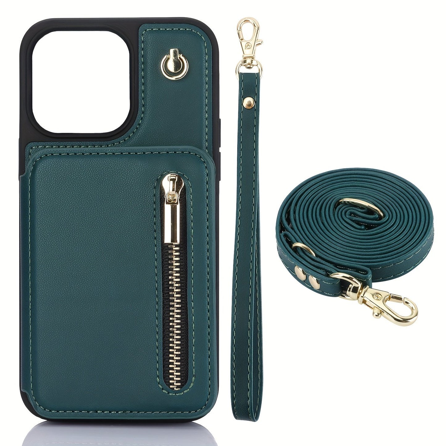 Crossbody PU Leather Back Case For IPhone 15 14 13 12 11 Pro X XS Max XR 8 7 Plus Ultra SE SE2 SE3 5G 2022 2020 Zipper Lanyard Wallet Card Slot Magnetic Stand Phone Cover